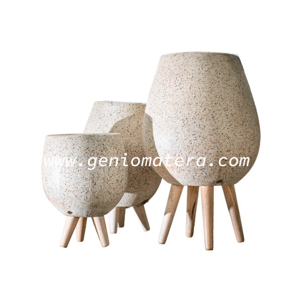 TRÍO GOTA NÓRDICA ESCANDINAVO BEIGE + PATAS EN MADERA