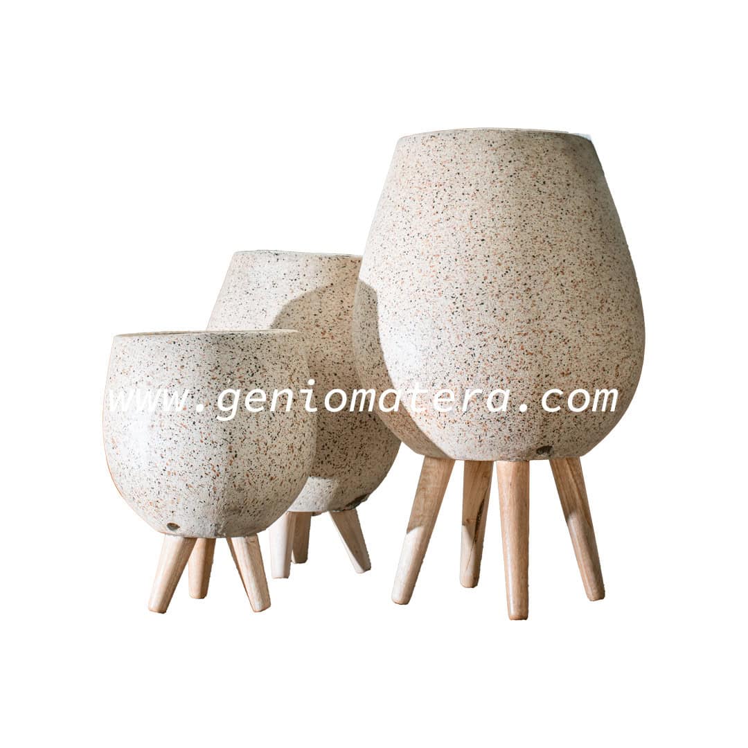 TRÍO GOTA NÓRDICA ESCANDINAVO BEIGE + PATAS EN MADERA